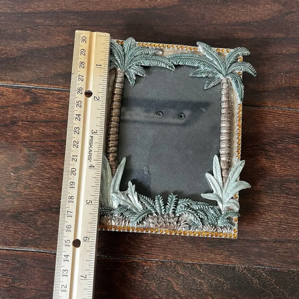 Palm Trees Picture Frame Rhinestones Holds 3.5”x4.5”